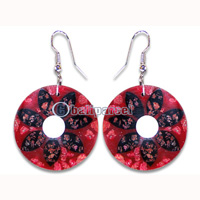 Earring, Handmade From Resin Inlaid With Shell.