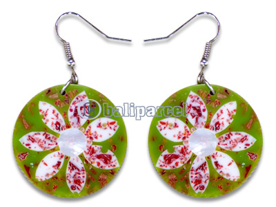 Earring, Handmade From Resin Inlaid With Shell.