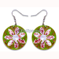 Earring, Handmade From Resin Inlaid With Shell.