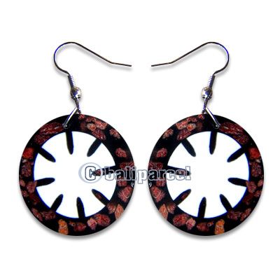 Earring, Handmade From Resin Inlaid With Shell.