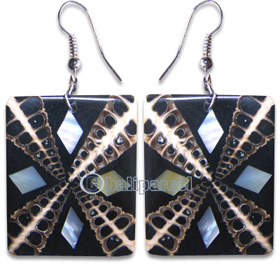 Earring, Handmade From Resin Inlaid With Shell.