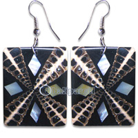 Earring, Handmade From Resin Inlaid With Shell.