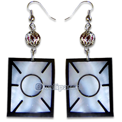 Earring, Handmade From Resin Inlaid With Shell.
