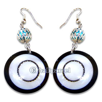 Earring, Handmade From Resin Inlaid With Shell.