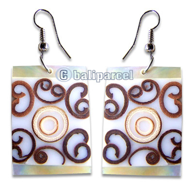 Earring, Handmade From Resin Inlaid With Bamboo.