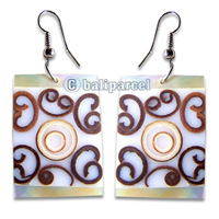 Earring, Handmade From Resin Inlaid With Bamboo.