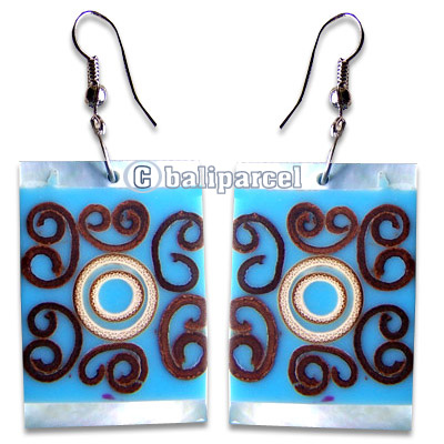 Earring, Handmade From Resin Inlaid With Bamboo.