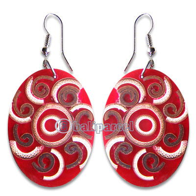 Earring, Handmade From Resin Inlaid With Bamboo.