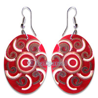 Earring, Handmade From Resin Inlaid With Bamboo.