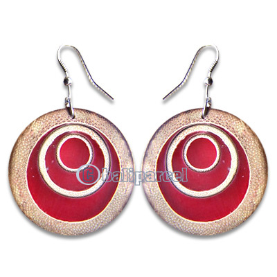 Earring, Handmade From Resin Inlaid With Bamboo.