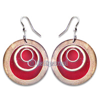 Earring, Handmade From Resin Inlaid With Bamboo.