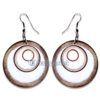 Earring, Handmade From Resin Inlaid With Bamboo.
