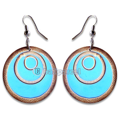 Earring, Handmade From Resin Inlaid With Bamboo.
