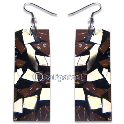 Earring, Handmade From Resin Inlaid With Coconut.
