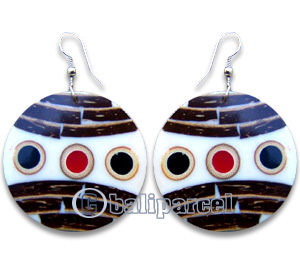 Earring, Handmade From Resin Inlaid With Cocnout.
