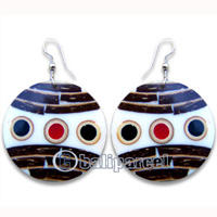 Earring, Handmade From Resin Inlaid With Cocnout.