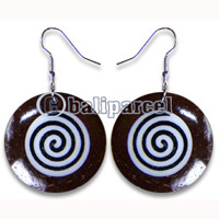 Earring, Handmade From Resin Inlaid With Cocnout.