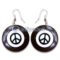 Earring, Handmade From Resin Inlaid With Cocnout.