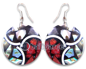 Earring, Handmade From Resin Inlaid With Shell.
