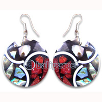 Earring, Handmade From Resin Inlaid With Shell.