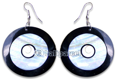 Earring, Handmade From Resin Inlaid With Shell.