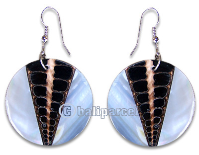 Earring, Handmade From Resin Inlaid With Shell.