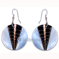 Earring, Handmade From Resin Inlaid With Shell.