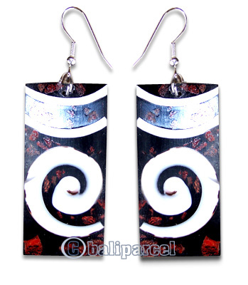 Earring, Handmade From Resin Inlaid With Shell.