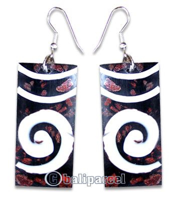 Earring, Handmade From Resin Inlaid With Shell.