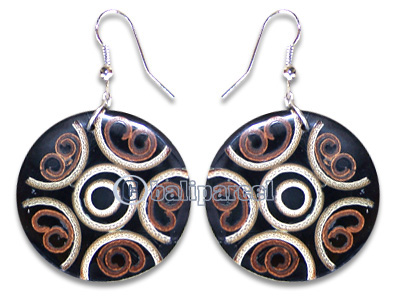 Earring, Handmade From Resin Inlaid With Bamboo.