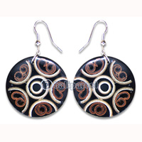 Earring, Handmade From Resin Inlaid With Bamboo.