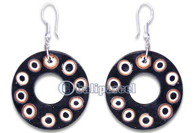 Earring, Handmade From Resin Inlaid With Bamboo.