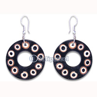 Earring, Handmade From Resin Inlaid With Bamboo.