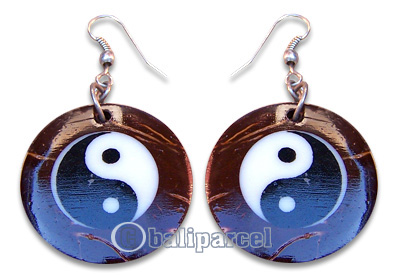 Earring, Handmade From Resin Inlaid With Coconut Shell.