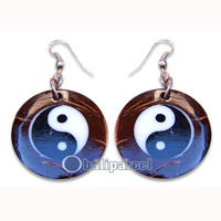 Earring, Handmade From Resin Inlaid With Coconut Shell.