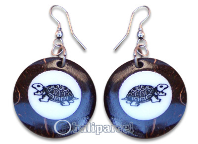 Earring, Handmade From Resin Inlaid With Coconut Shell.