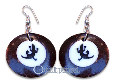 Earring, Handmade From Resin Inlaid With Coconut Shell.