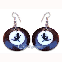 Earring, Handmade From Resin Inlaid With Coconut Shell.