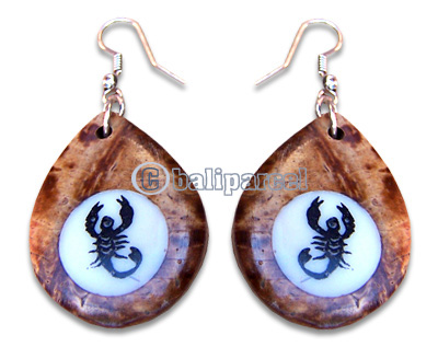 Earring, Handmade From Resin Inlaid With Coconut Shell.