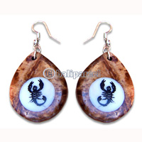 Earring, Handmade From Resin Inlaid With Coconut Shell.
