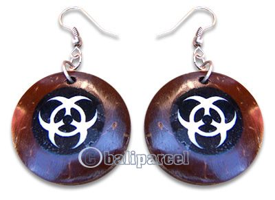 Earring, Handmade From Resin Inlaid With Coconut Shell.