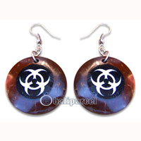 Earring, Handmade From Resin Inlaid With Coconut Shell.
