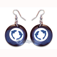 Earring, Handmade From Resin Inlaid With Coconut Shell.