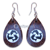 Earring, Handmade From Resin Inlaid With Coconut Shell.