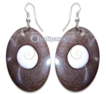 Earring, Handmade From Stone And Shell With Shiva Eye.