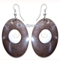Earring, Handmade From Stone And Shell With Shiva Eye.