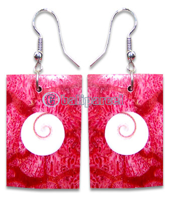 Earring, Handmade From Red Coral Inlaid With Shiva Eye.