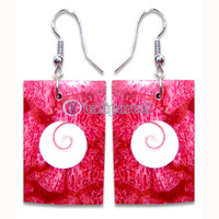 Earring, Handmade From Red Coral Inlaid With Shiva Eye.