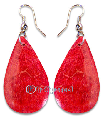 Earring, Handmade From Red Coral.