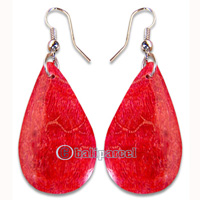 Earring, Handmade From Red Coral.